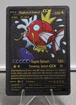 Pokemon Magikarp Wailord GX Tag Team Black Foil Fan Art Collector Card TCG - Image 1