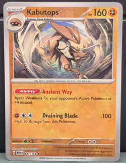 Kabutops 141/165 Rare Reverse Holo Pokemon Scarlet & Violet 151 Near Mint Card - Image 1