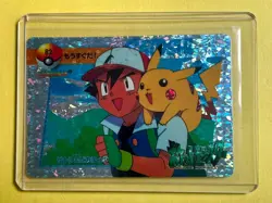 ASH PIKACHU Pokemon Pocket Monsters Japanese Vending Prism Sticker Holo Foil NM - Image 1