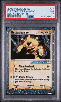 2003 Pokemon TCG Holo Electabuzz EX 97/109 Ruby & Sapphire PSA 7 - Image 1