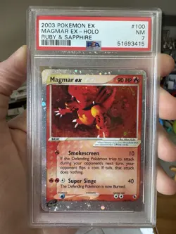 Pokemon 2003 Magmar Ex 100/109 Holo Ruby & Sapphire PSA 7 - Image 1