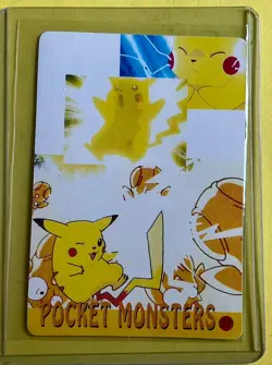 PIKACHU & ASH WINK Pokemon Pocket Monsters Japan Vending Prism Sticker NM Holo - Image 2