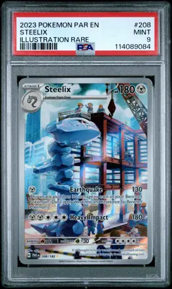 2023 POKEMON PAR EN-PARADOX RIFT ILLUSTRATION RARE #208 STEELIX PSA 9 - Image 1