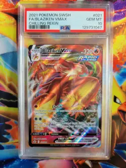 Pokemon Blaziken VMax Chilling Reign #021 Graded Card PSA 10 - Image 1