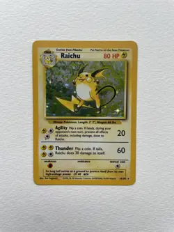Pokemon TCG Raichu Card 14/102 Base Set Holo Unlimited Holo Rare - Image 2