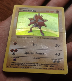 Hitmonchan 7/102 Base Set (Shadowless) Holo Rare Pokemon - B1nder Card - DMG - Image 3