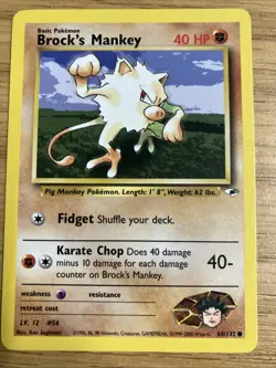 Brock's Mankey Gym Heroes 68/132 Pokemon Card - Near Mint - Image 1