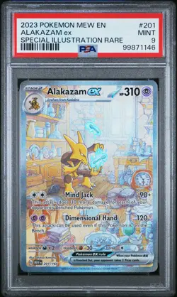 2023 POKEMON MEW EN-151 SPECIAL ILLUSTRATION RARE #201 ALAKAZAM EX PSA 9 - Image 1