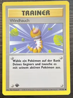 1st Edition GERMAN Gust Of Wind Pokemon TCG WOTC 93/102 MINT - Image 1