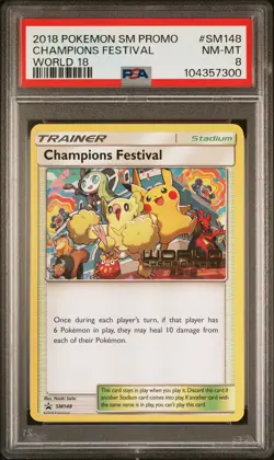 2018 POKEMON SM BLACK STAR PROMO WORLD 18 #SM148 CHAMPIONS FESTIVAL PSA 8 - Image 1