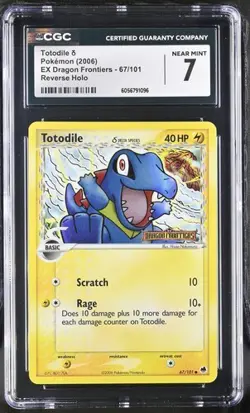 Totodile Reverse Holo Pokemon (2006) EX Dragon Frontiers #67/101 CGC 7 Near Mint - Image 1