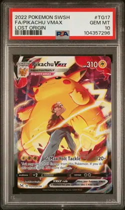 2022 POKEMON SWORD & SHIELD LOST ORIGIN #TG17 FULL ART/PIKACHU VMAX PSA 10 - Image 1