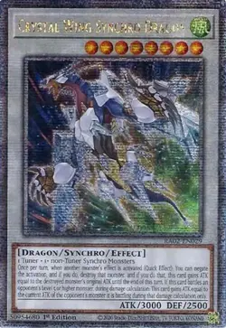 Yugioh! Crystal Wing Synchro Dragon - RA02-EN029 - Platinum Secret Rare - 1st Ed - Image 1