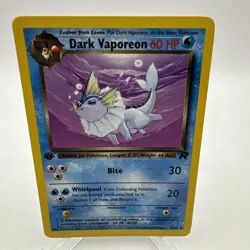 Dark Vaporeon 45/82 Uncommon Team Rocket 1st Edition Non Holo Pokemon Card LP/MP - Image 1