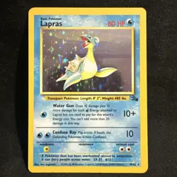 Pokemon TCG Lapras Fossil Holo Unlimited Rare Card 10/62 Vintage - Image 1