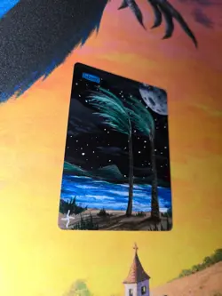 MTG ALTERED 1X ISLAND magic the gathering hand painted FULLL ART MOON WINDY - Image 3
