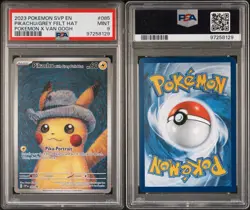 Grey Felt Hat Pikachu Van Gogh Museum Promo 085 Pokemon Card 2023 PSA 9 - Image 3