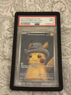 Grey Felt Hat Pikachu Van Gogh Museum Promo 085 Pokemon Card 2023 PSA 9 - Image 4