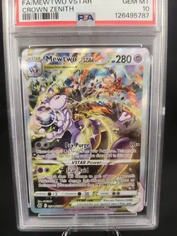 2023 POKEMON SWORD & SHIELD CROWN ZENITH #GG44 FULL ART/MEWTWO VSTAR PSA 10 - Image 4