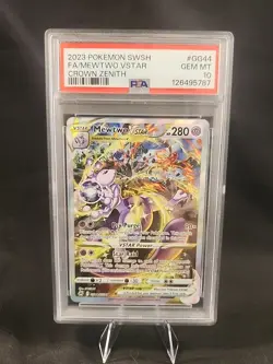 2023 POKEMON SWORD & SHIELD CROWN ZENITH #GG44 FULL ART/MEWTWO VSTAR PSA 10 - Image 5