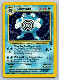 Poliwrath 15/130 Pokemon TCG WOTC Base Set 2 Holo Rare DAMAGED - Image 1