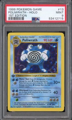 1999 Pokemon Base Set Shadowless 1st Edition Holo Poliwrath #13 PSA 9 MINT Rare - Image 1