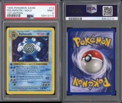 1999 Pokemon Base Set Shadowless 1st Edition Holo Poliwrath #13 PSA 9 MINT Rare - Image 3