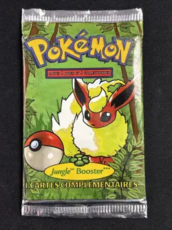1999 POKEMON FRENCH JUNGLE FOIL BOOSTER PACK SEALED FLAREON RARE! VINTAGE - Image 1