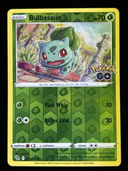 Bulbasaur Reverse Holo Common Pokemon GO 001/078 NM Pokemon - Image 1