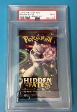 2019 Pokemon Hidden Fates Foil Booster Pack Mewtwo PSA 9 Mint - Image 1