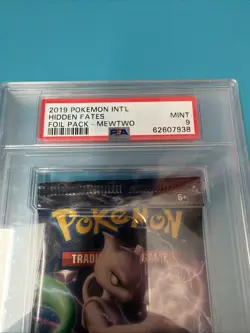 2019 Pokemon Hidden Fates Foil Booster Pack Mewtwo PSA 9 Mint - Image 2