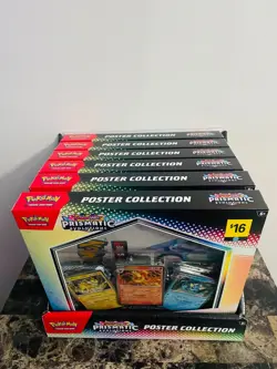 Pokemon Scarlet & Violet Prismatic Evolutions Poster Collection 6 Box Case - Image 1