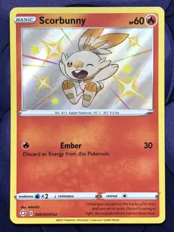 Scorbunny SV015/SV122 - Shining Fates - Shiny Holo Rare Pokemon - NM NEAR MINT - Image 1