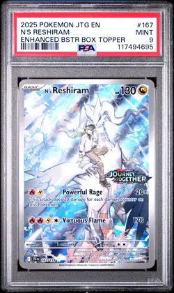 2025 POKEMON JTG EN-JOURNEY TOGETHER #167 N'S RESHIRAM PSA 9 - Image 1