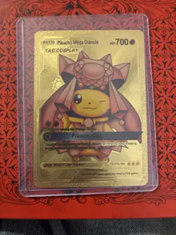 Pokemon Fan Art Pikachu Mega Diancie Gold Foil - Image 1