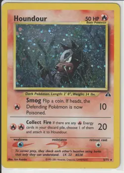 Pokemon TCG Houndour Neo Discovery Holo Rare Card 5/75 MP - Image 1
