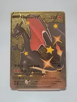 Pokemon Charizard V HP 220 Gold Foil Fan Art Textured Card - Image 1