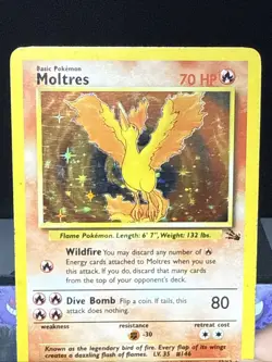 Pokemon Card Moltres 12/62 Fossil Set Rare Holo WOTC Played 2 - Image 2
