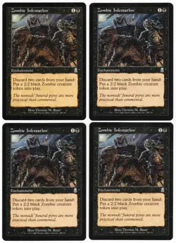 Zombie Infestation x4 4x 2001 Odyssey PLAYSET Black Unc Enchantment MTG NM AZ1 - Image 1
