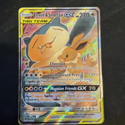 Pokemon TCG Eevee & Snorlax GX SM169 Tag Team Holo Black Star Promo LP - Image 1