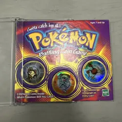 Hasbro Vintage Pokemon Battling Coin Game 3 Unique Coins 1999 Machamp Kangaskhan - Image 1