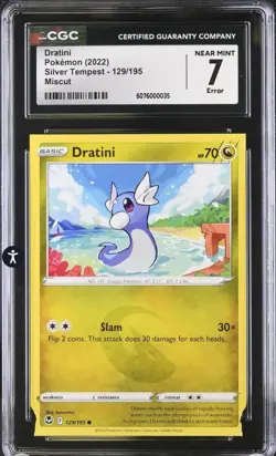 Pokemon TCG Dratini 129/195 Silver Tempest Miscut ERROR CGC 7 🔥 - Image 1