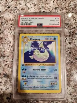 Pokemon WotC Base English DEWGONG 25/102 1st Edition PSA 8 NM-MT - Image 1