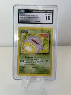 Pokemon Koffing 1999 PORTUGUESE Base Set 1st Edition CGC 10 Gem Mint (POP 9) - Image 1