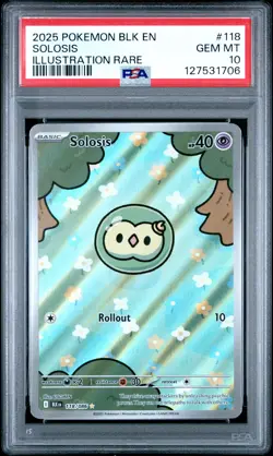 2025 POKEMON BLK EN-BLACK BOLT ILLUSTRATION RARE #118 SOLOSIS PSA 10 - Image 1