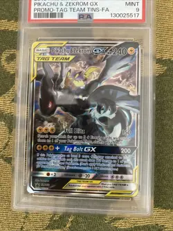 Pikachu and Zekrom GX Tag Team Holo Card SM168 PSA 9 - Image 3