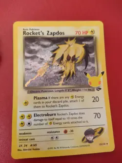 Rocket's Zapdos - 15/132 - Rare Holo Card - Pokemon Celebrations Pack Fresh! - Image 1