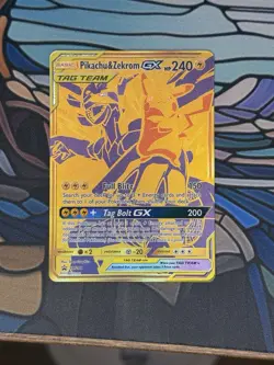 Pokemon Pikachu & Zekrom GX TCG Sun & Moon SM248 Holo Gold Promo Card - Image 1
