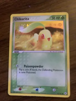 Pokemon Chikorita TCG Reverse Holo Card 55/101 EX Hidden Legends 2004 - Image 1