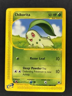 Chikorita 100/165 - Expedition Base Set 2002 Non Holo Pokemon Card - LP - Image 1
